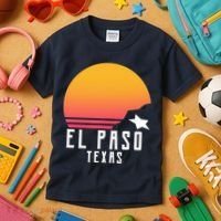 Retro El Paso Texas Sunset Kids T-Shirt thumb 3