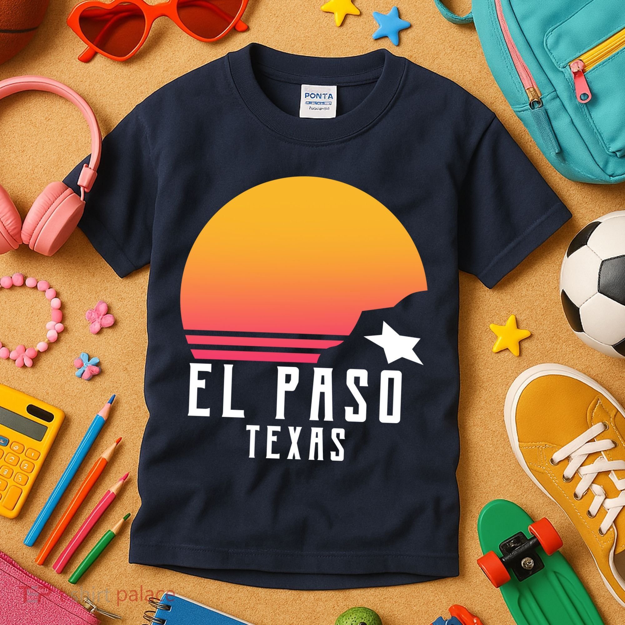 Retro El Paso Texas Sunset Kids T-Shirt