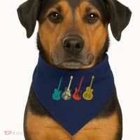 Retro Electric Guitar USA-Made Doggie Bandana thumb 1