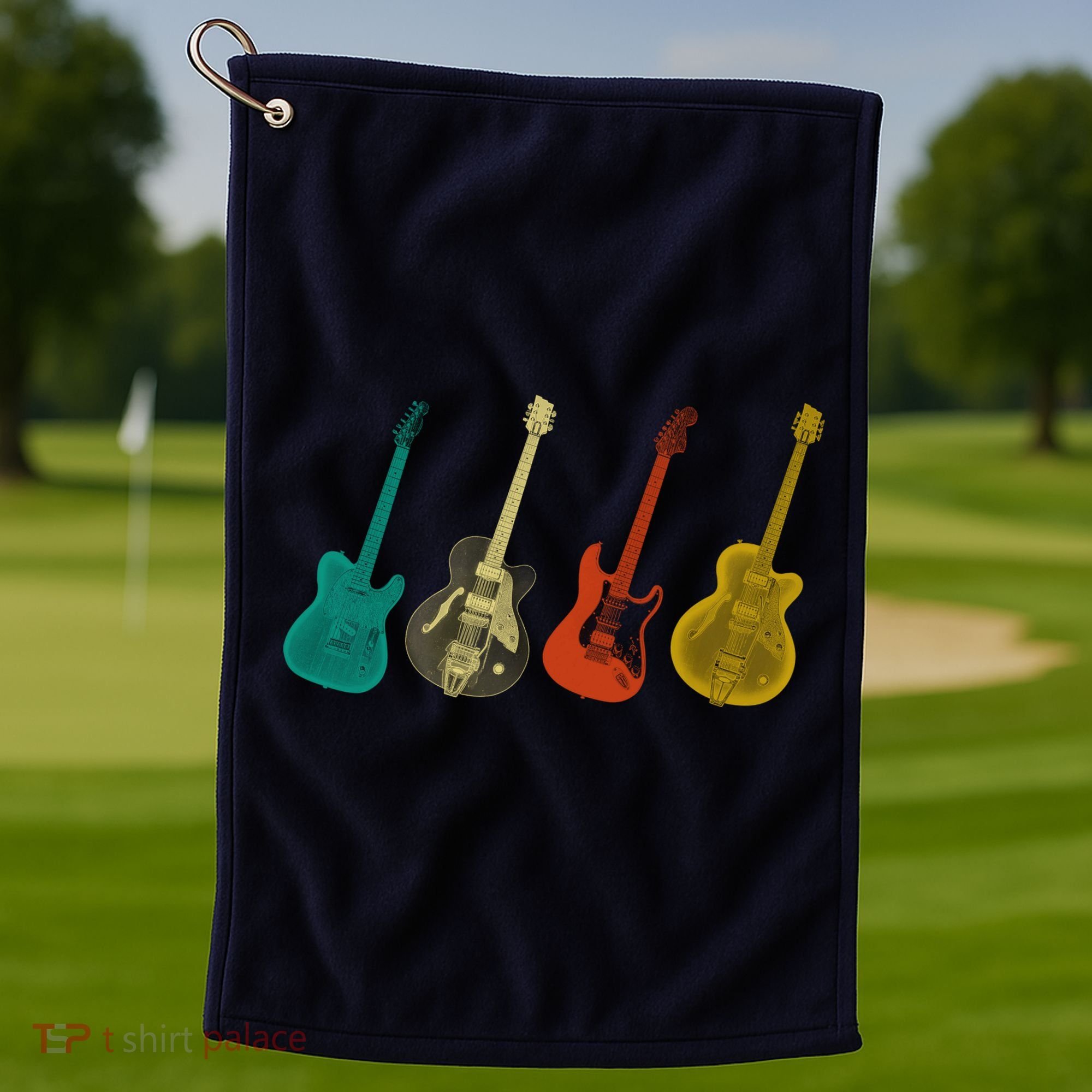 Retro Electric Guitar Golf Towel