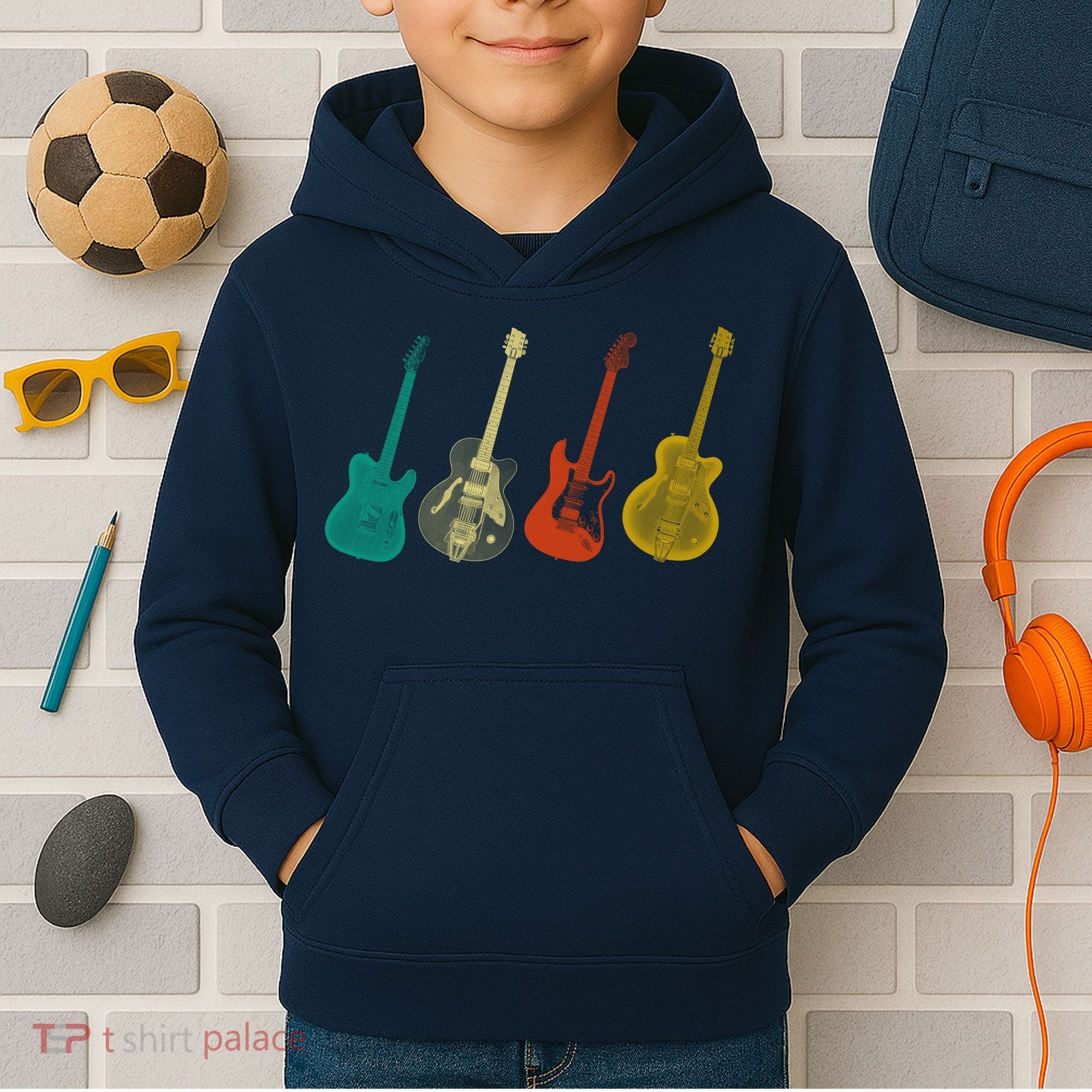 Retro Electric Guitar Kids Hoodie