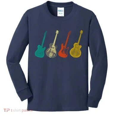 Retro Electric Guitar Kids Long Sleeve Shirt