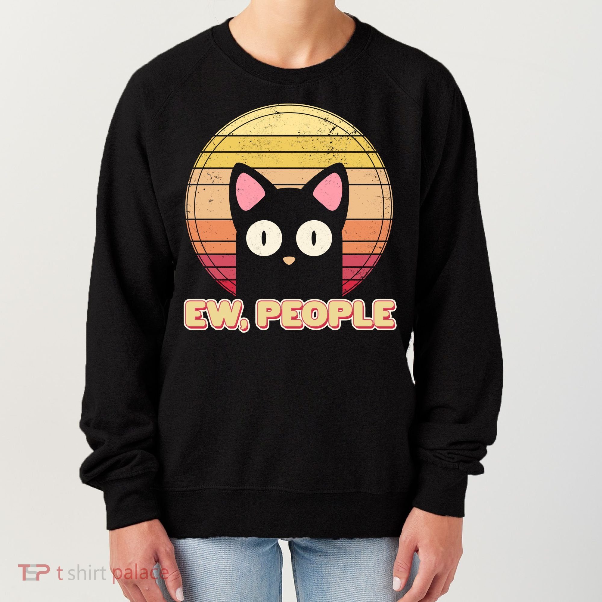 Retro Ew People Funny Cat Women's Sweatshirt