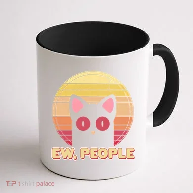 Retro Ew People Funny Cat Coffee Mug back