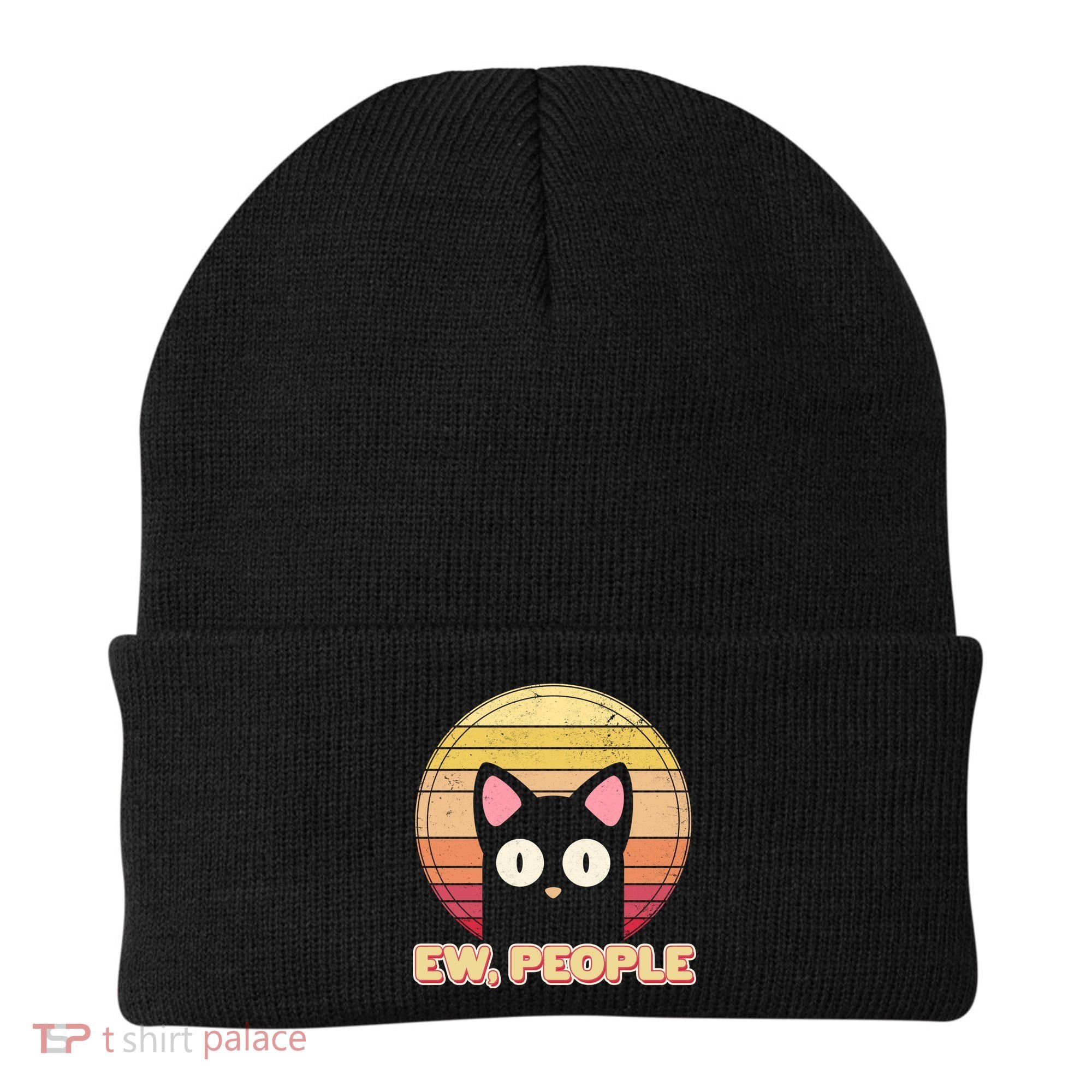 Retro Ew People Funny Cat Beanie