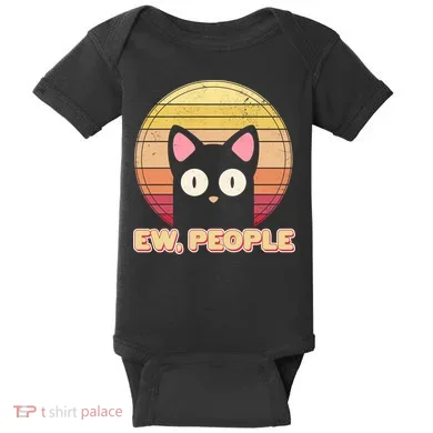 Retro Ew People Funny Cat Baby Bodysuit