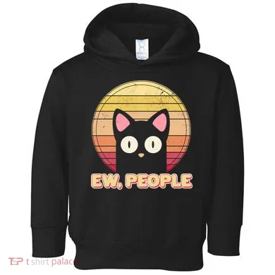 Retro Ew People Funny Cat Toddler Hoodie