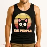 Retro Ew People Funny Cat Tank Top thumb 3