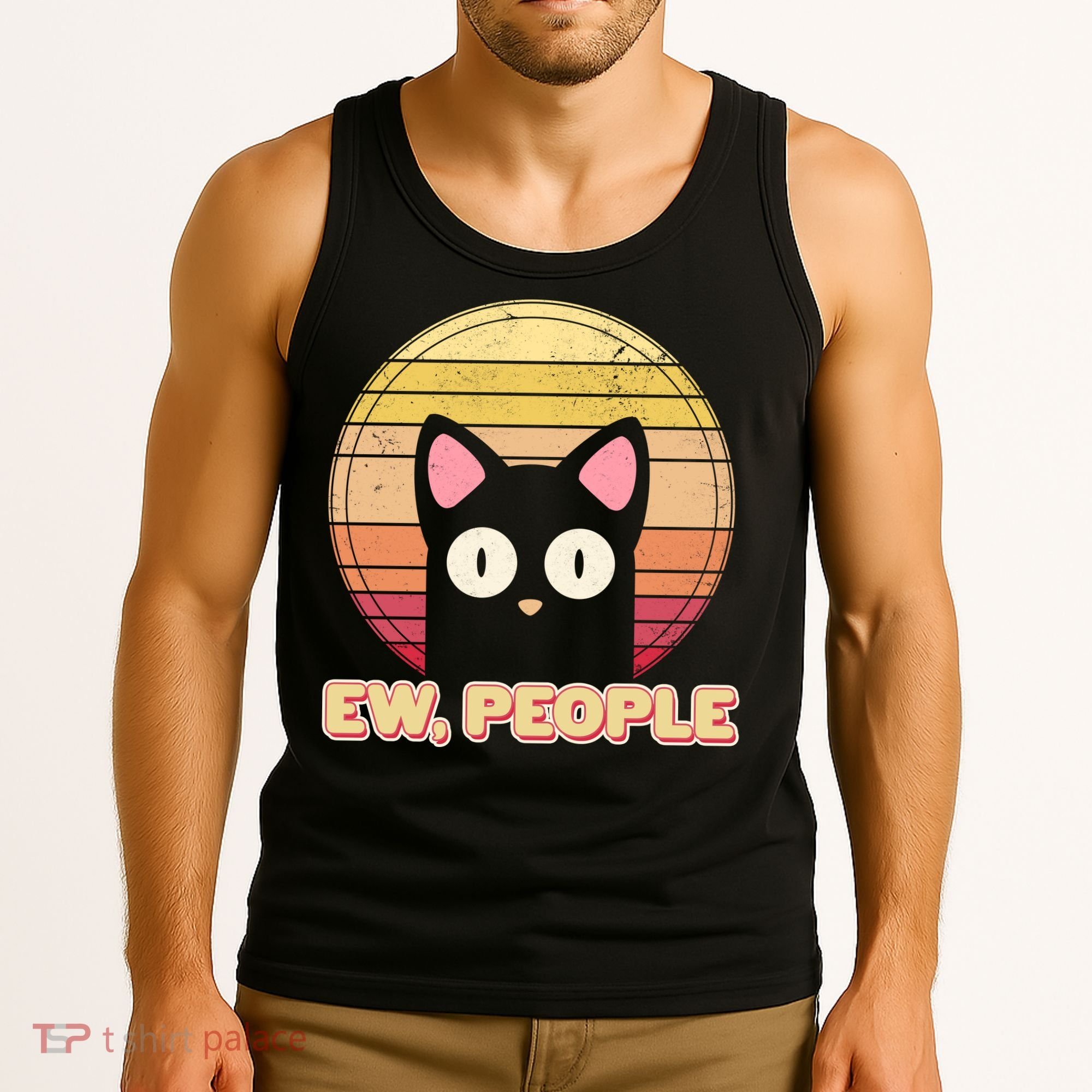Retro Ew People Funny Cat Tank Top