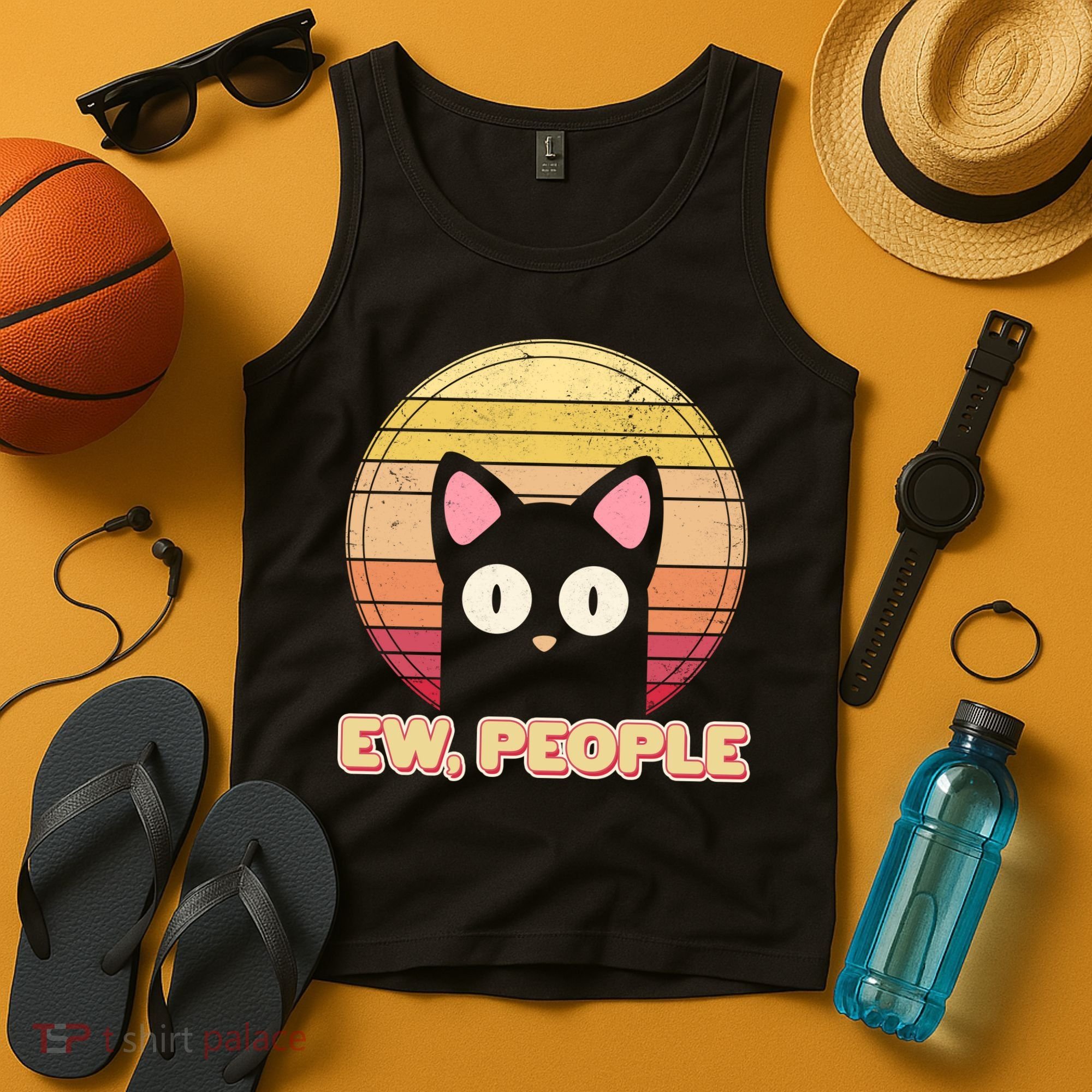 Retro Ew People Funny Cat Tank Top