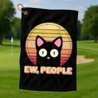 Retro Ew People Funny Cat Golf Towel thumb 1