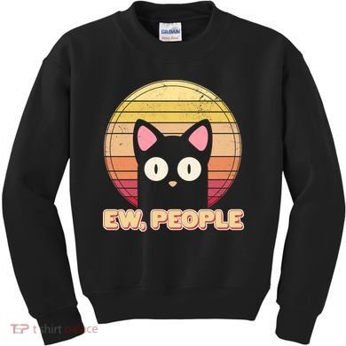 Retro Ew People Funny Cat Kids Sweatshirt