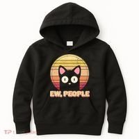 Retro Ew People Funny Cat Kids Hoodie thumb 0