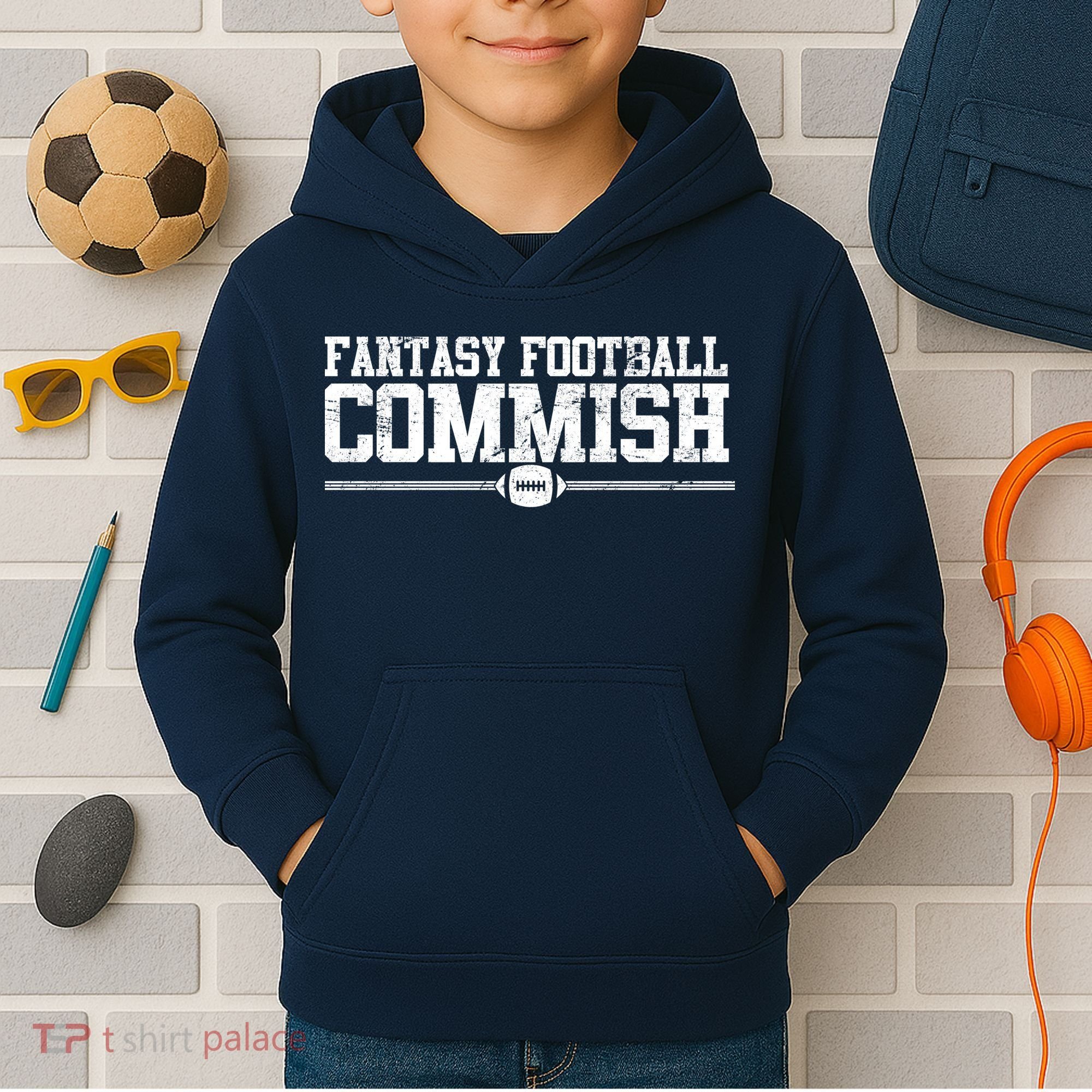 Retro Fantasy Football Commish Funny Sports Kids Hoodie