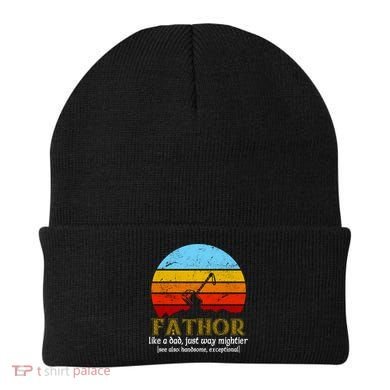 Retro Fathor Like Dad Just Way Mightier Beanie