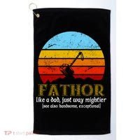 Retro Fathor Like Dad Just Way Mightier Golf Towel thumb 0