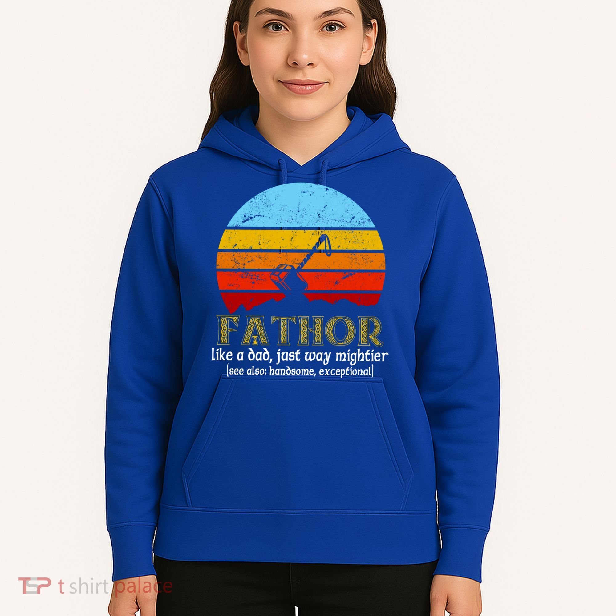 Retro Fathor Like Dad Just Way Mightier Hoodie