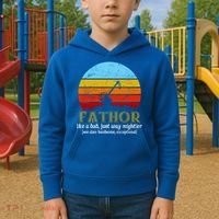 Retro Fathor Like Dad Just Way Mightier Kids Hoodie thumb 2