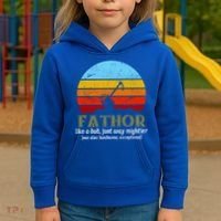 Retro Fathor Like Dad Just Way Mightier Kids Hoodie thumb 3