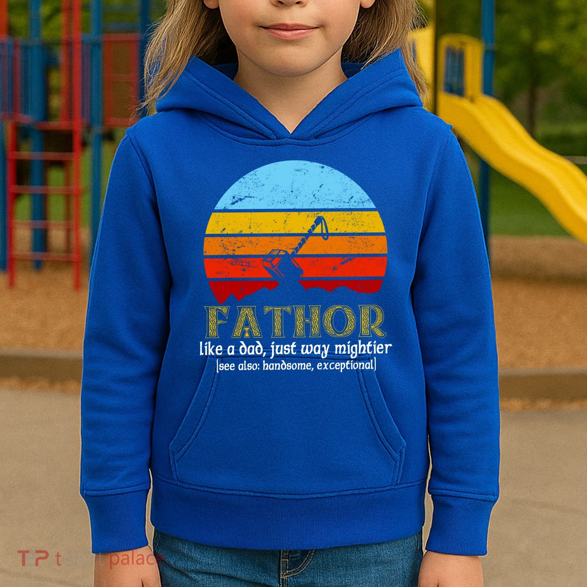 Retro Fathor Like Dad Just Way Mightier Kids Hoodie