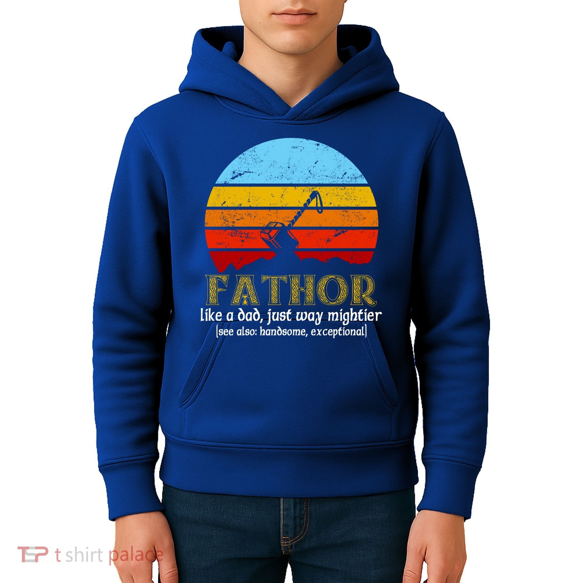 Retro Fathor Like Dad Just Way Mightier Kids Hoodie