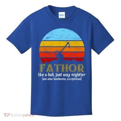 Retro Fathor Like Dad Just Way Mightier Kids T-Shirt