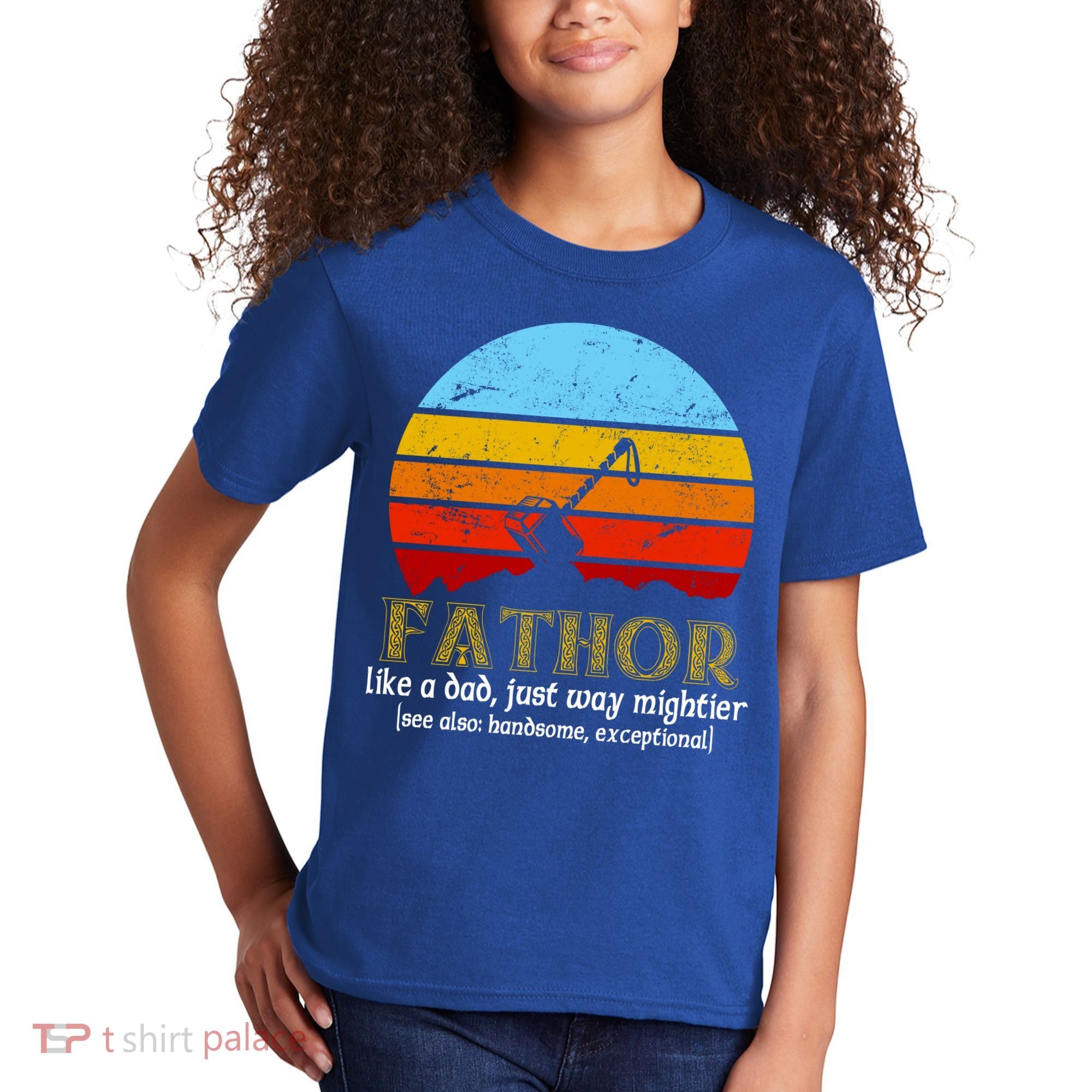 Retro Fathor Like Dad Just Way Mightier Kids T-Shirt