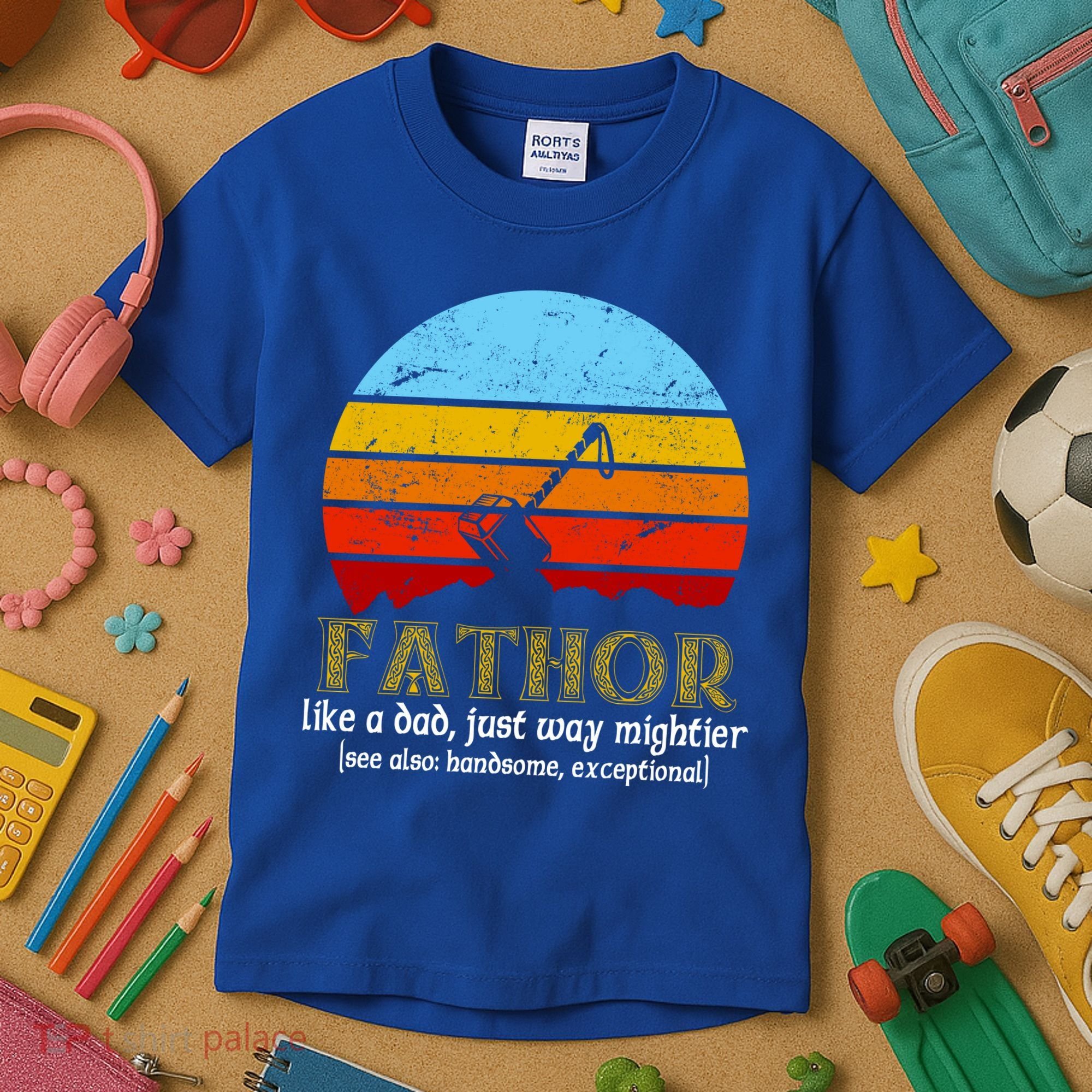 Retro Fathor Like Dad Just Way Mightier Kids T-Shirt