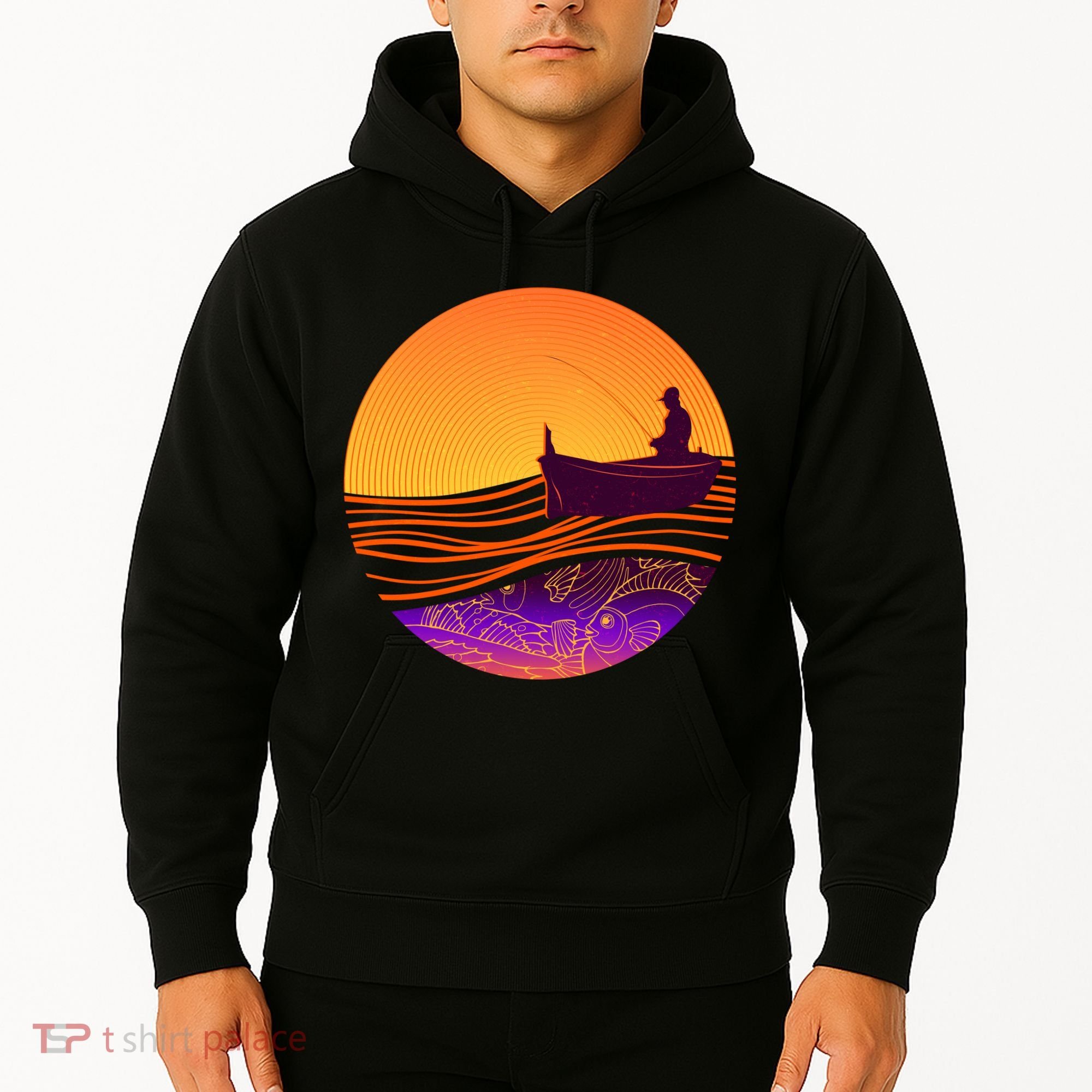 Retro Fisherman Boat Emblem Hoodie