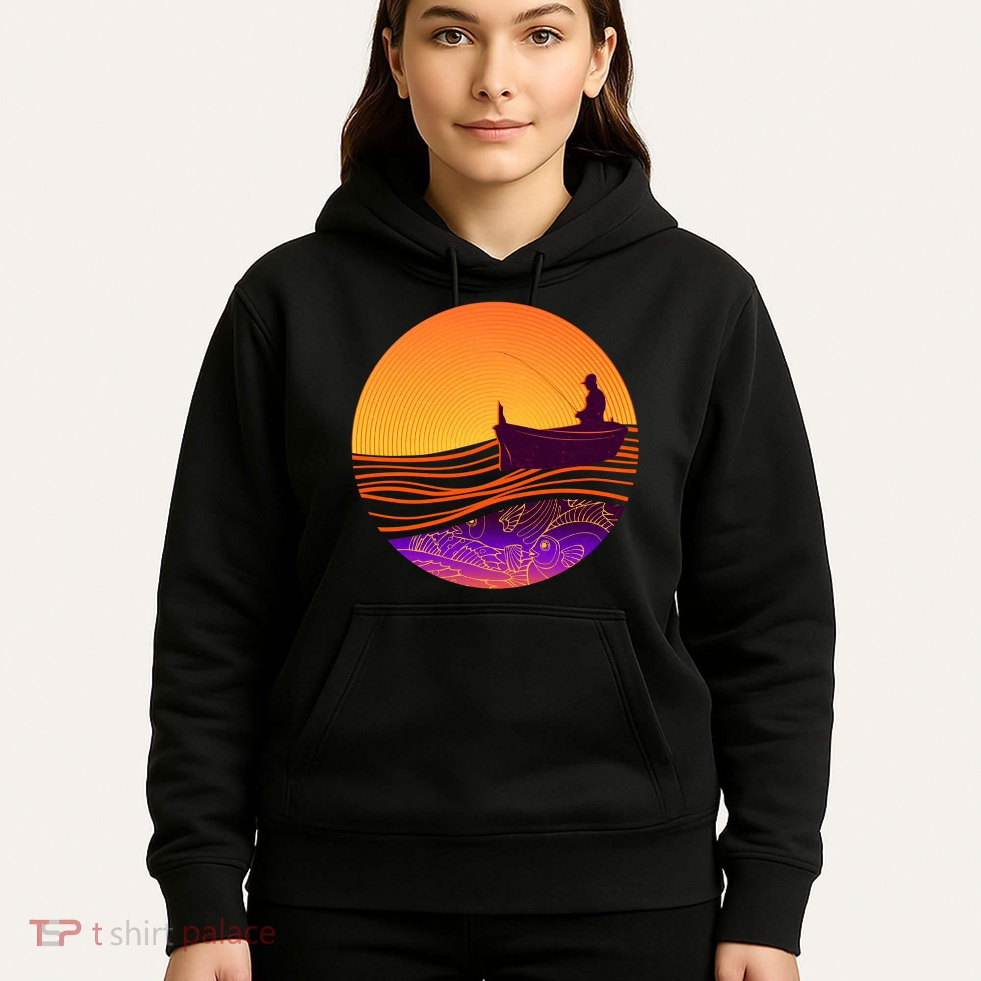 Retro Fisherman Boat Emblem Hoodie