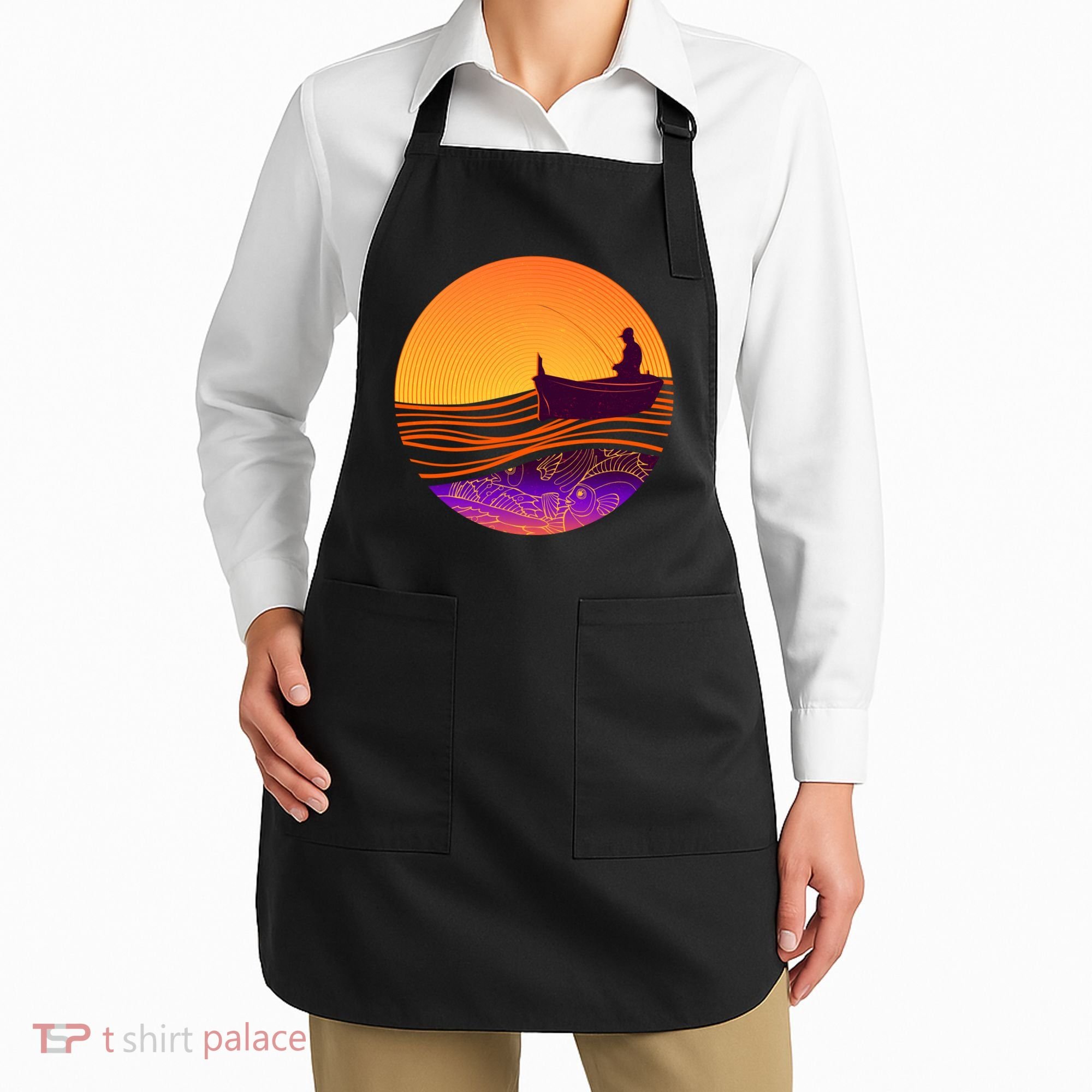 Retro Fisherman Boat Emblem Apron
