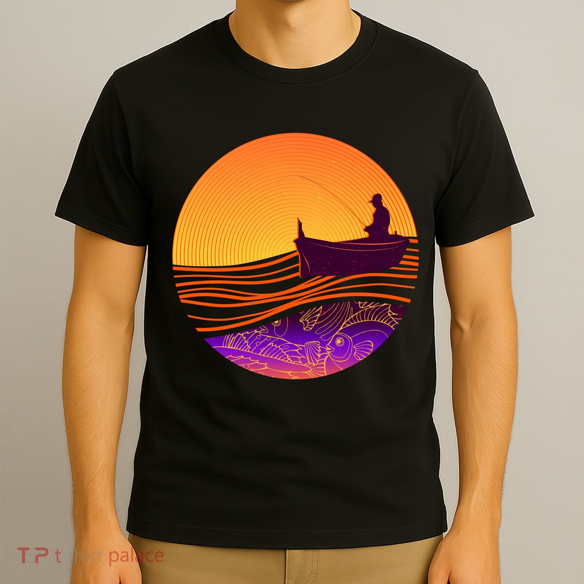 Retro Fisherman Boat Emblem T-Shirt