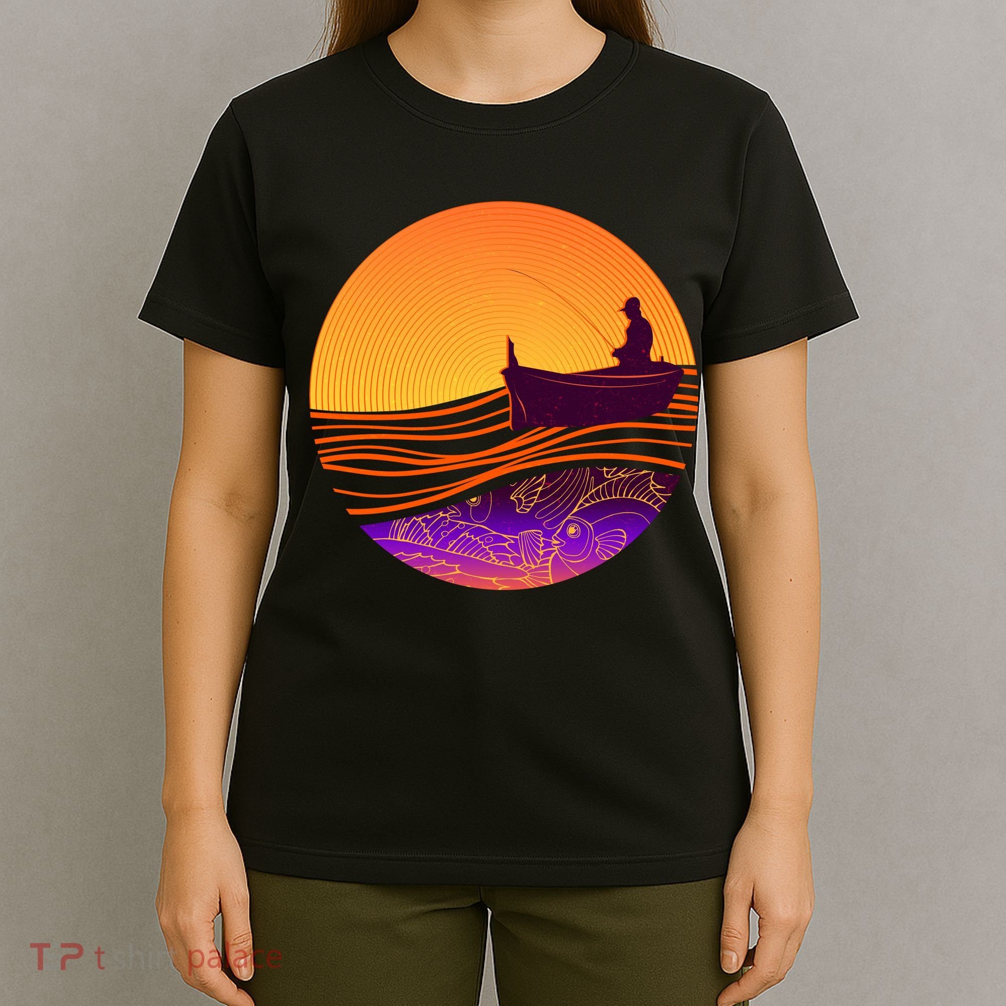Retro Fisherman Boat Emblem T-Shirt