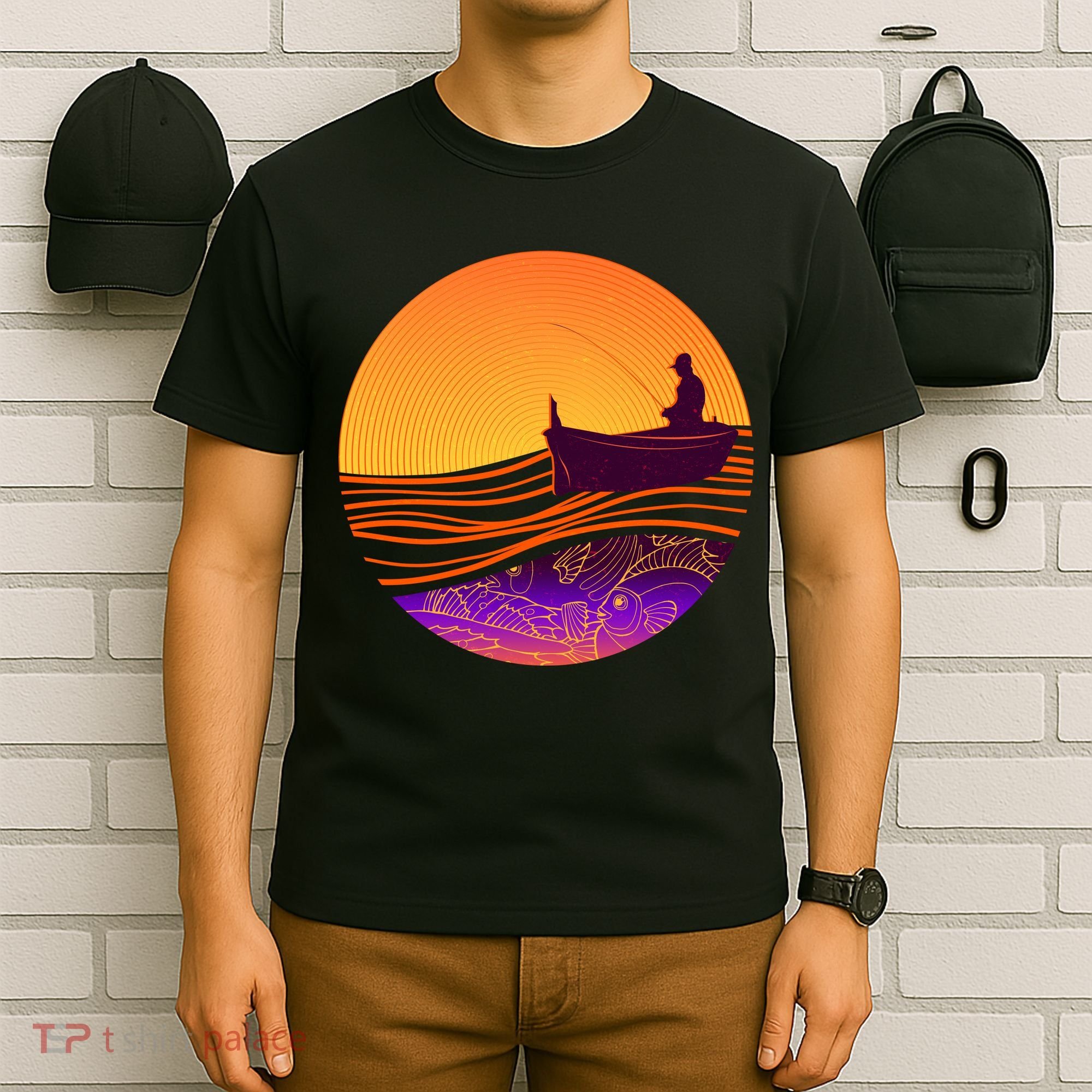 Retro Fisherman Boat Emblem T-Shirt