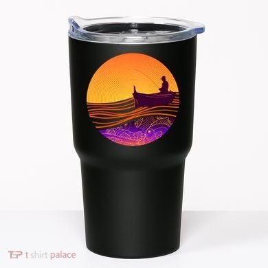 Retro Fisherman Boat Emblem Tumbler