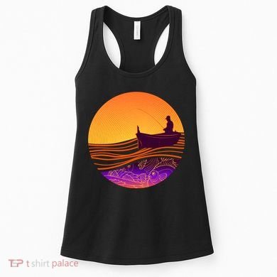 Retro Fisherman Boat Emblem Women's Tank Top