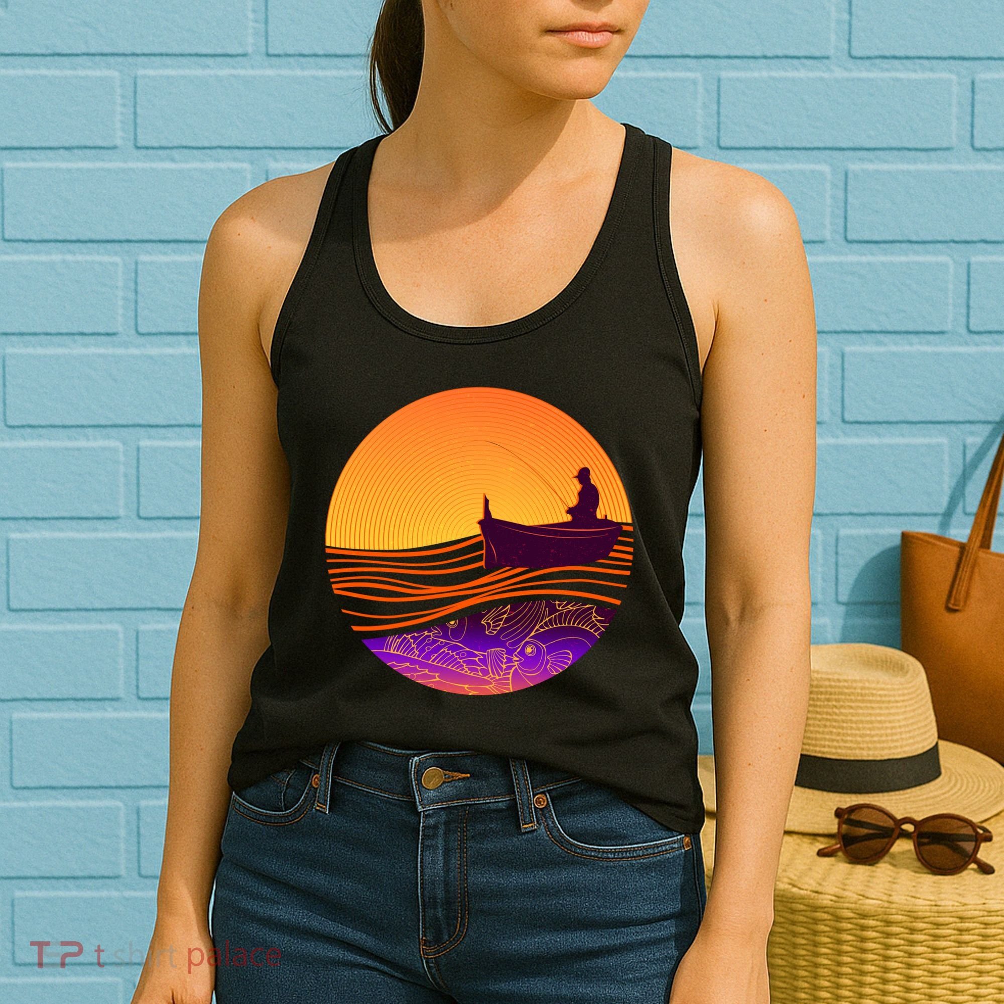 Retro Fisherman Boat Emblem Women's Tank Top