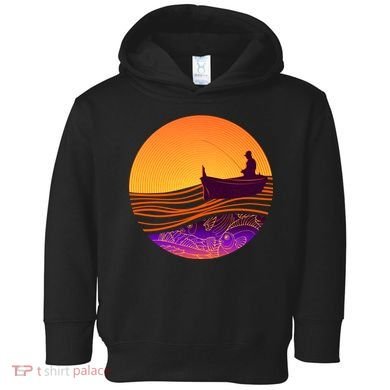 Retro Fisherman Boat Emblem Toddler Hoodie