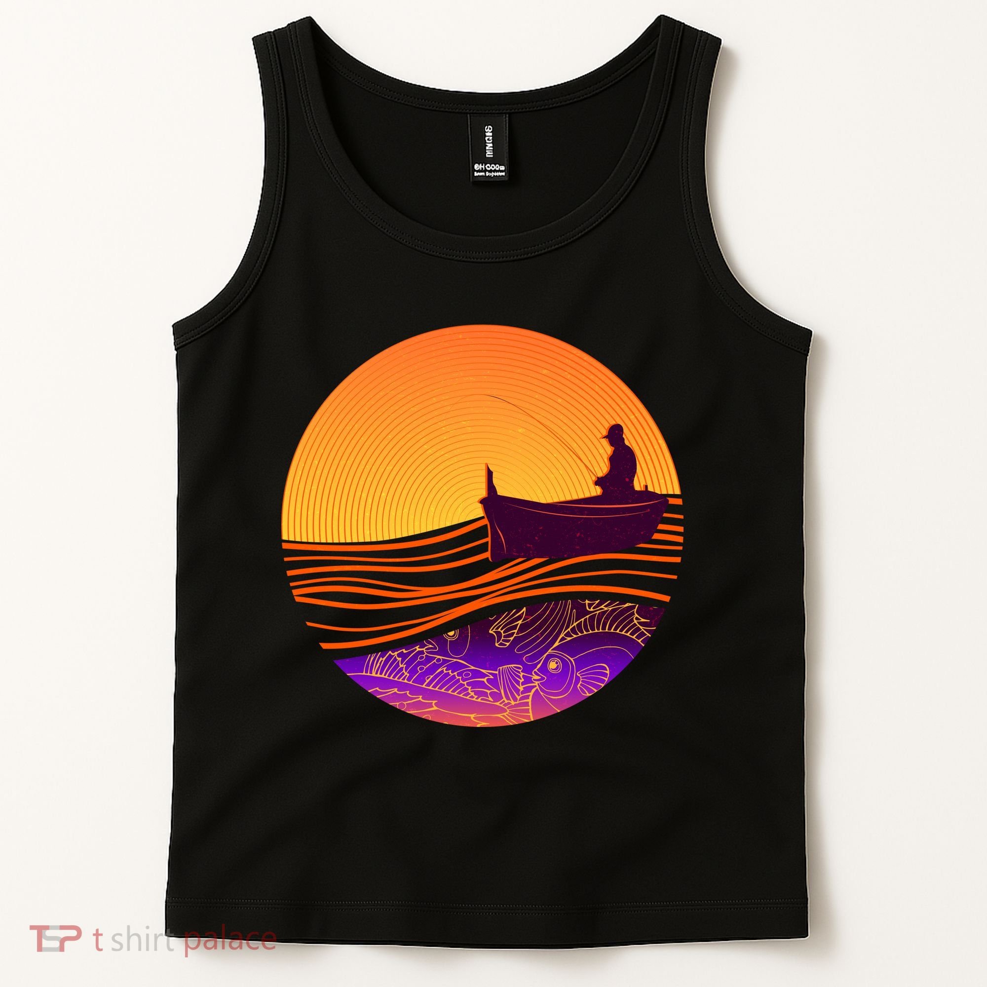 Retro Fisherman Boat Emblem Tank Top