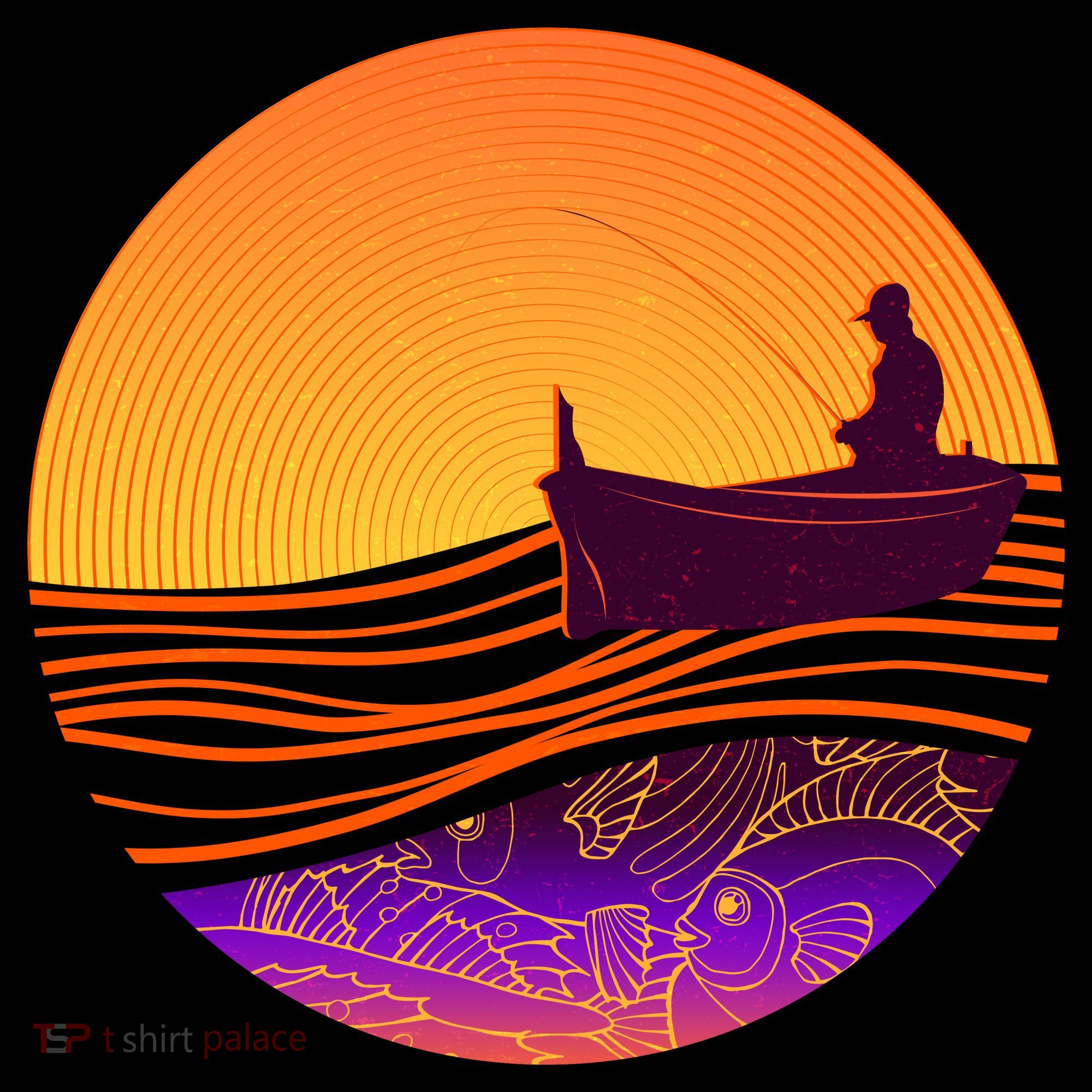 Retro Fisherman Boat Emblem Tank Top