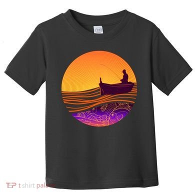 Retro Fisherman Boat Emblem Toddler T-Shirt