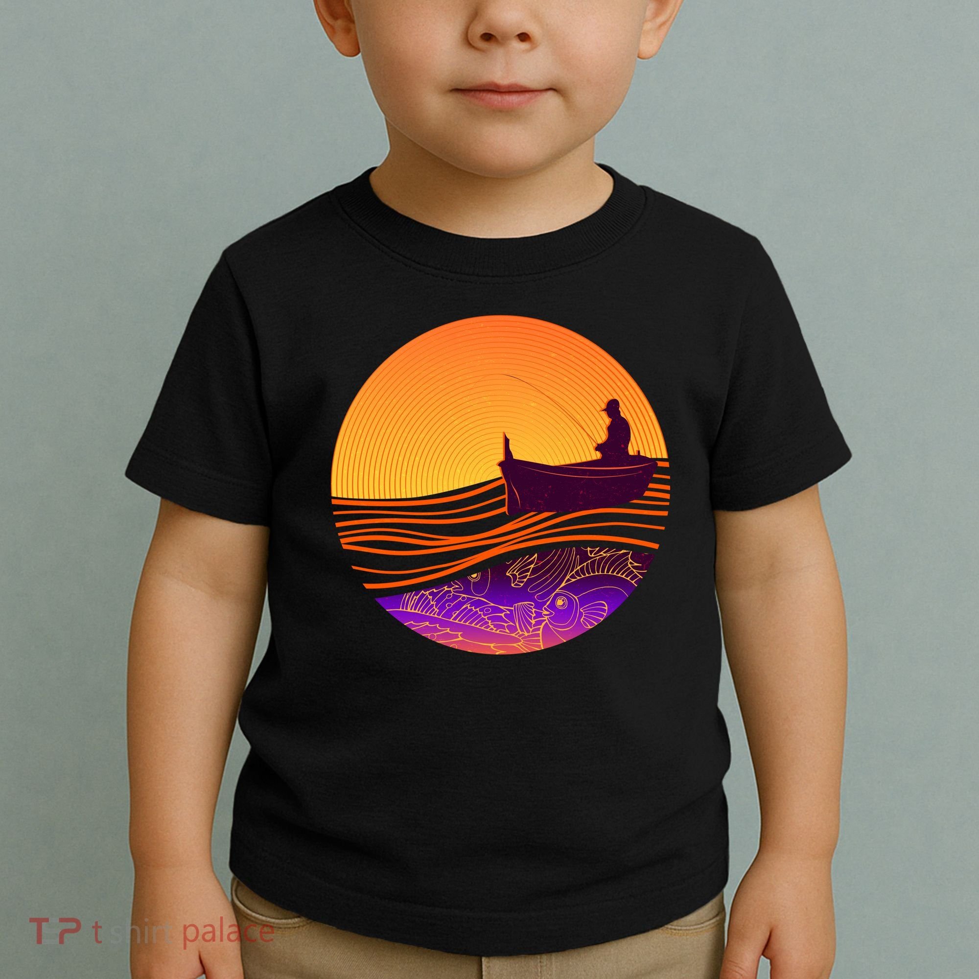 Retro Fisherman Boat Emblem Toddler T-Shirt