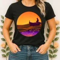 Retro Fisherman Boat Emblem Women's T-Shirt thumb 2