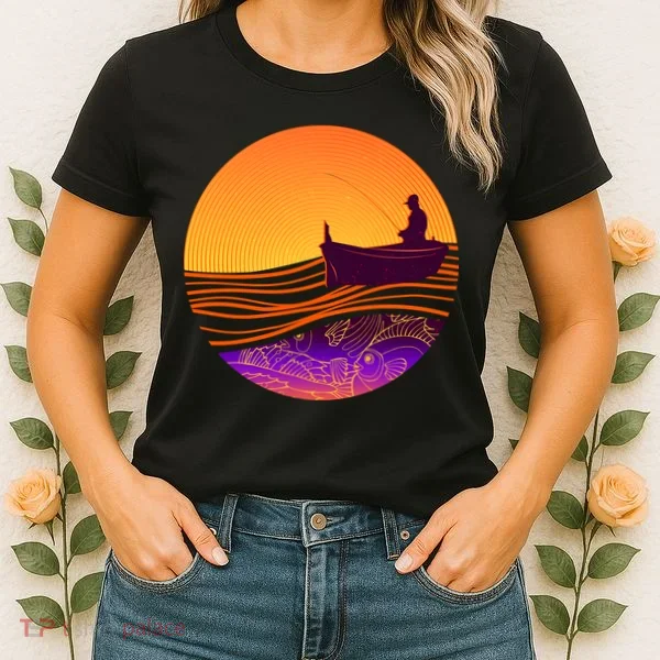 Retro Fisherman Boat Emblem Women's T-Shirt