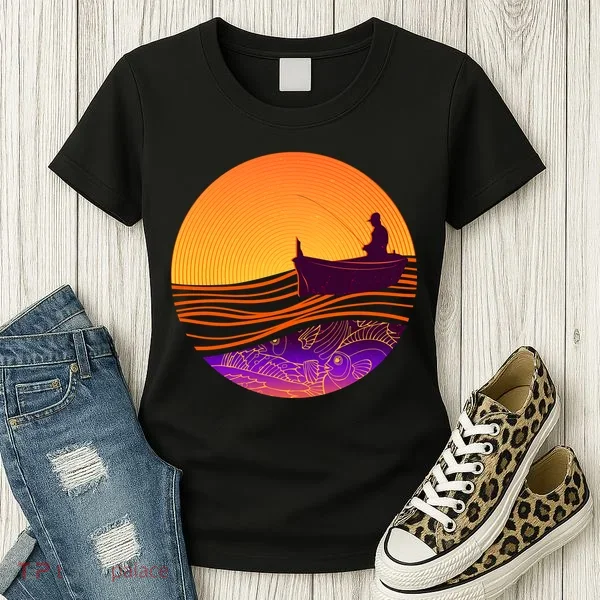 Retro Fisherman Boat Emblem Women's T-Shirt