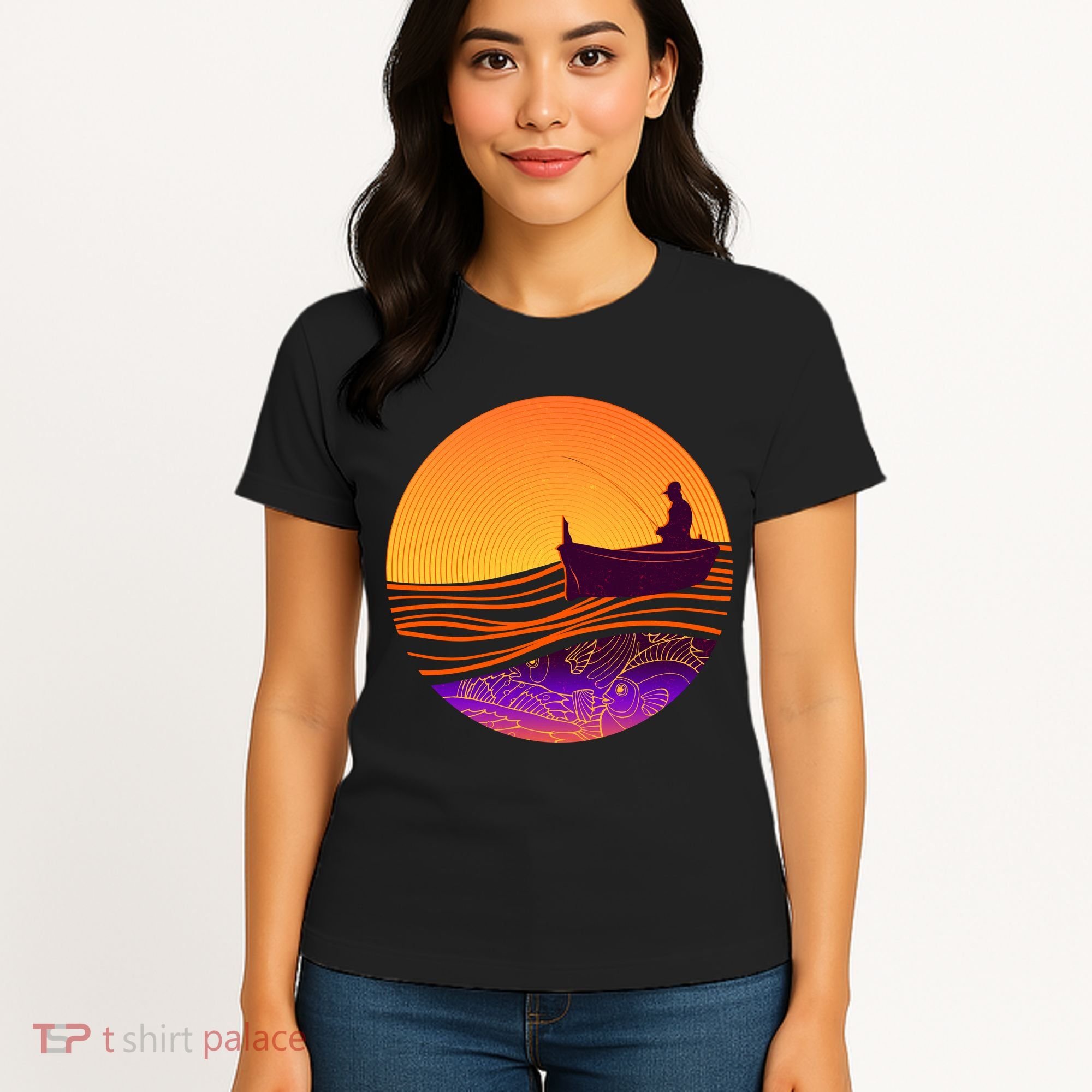 Retro Fisherman Boat Emblem Women's T-Shirt