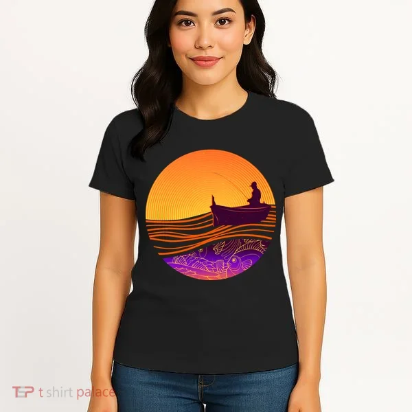 Retro Fisherman Boat Emblem Women's T-Shirt