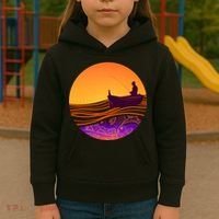Retro Fisherman Boat Emblem Kids Hoodie thumb 3