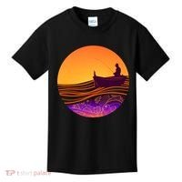 Retro Fisherman Boat Emblem Kids T-Shirt thumb 0