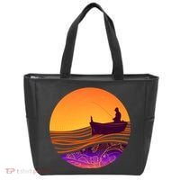 Retro Fisherman Boat Emblem Tote Bag thumb 0